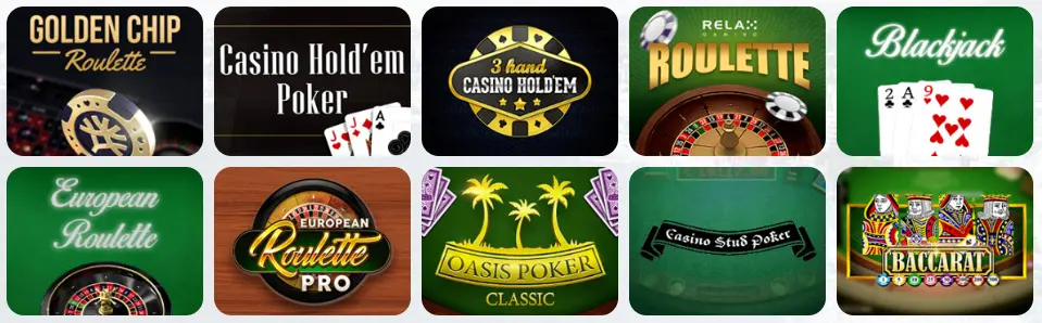 Jeux de table au INCOGNITO CASINO